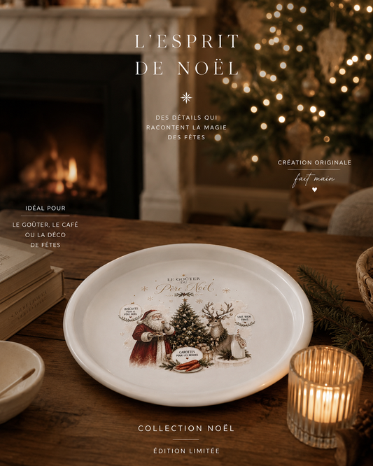 Assiette Plateau Le Gouter du Père Noël | Assiette en Métal | Création Exclusive