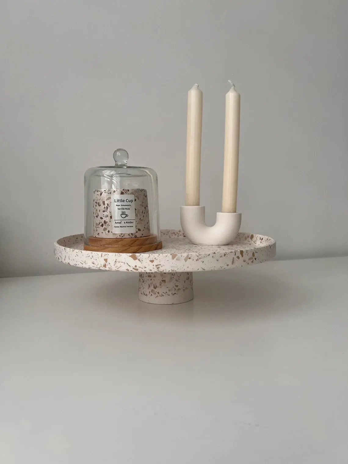 Bougeoir duo en jesmonite, artisanal, fait main