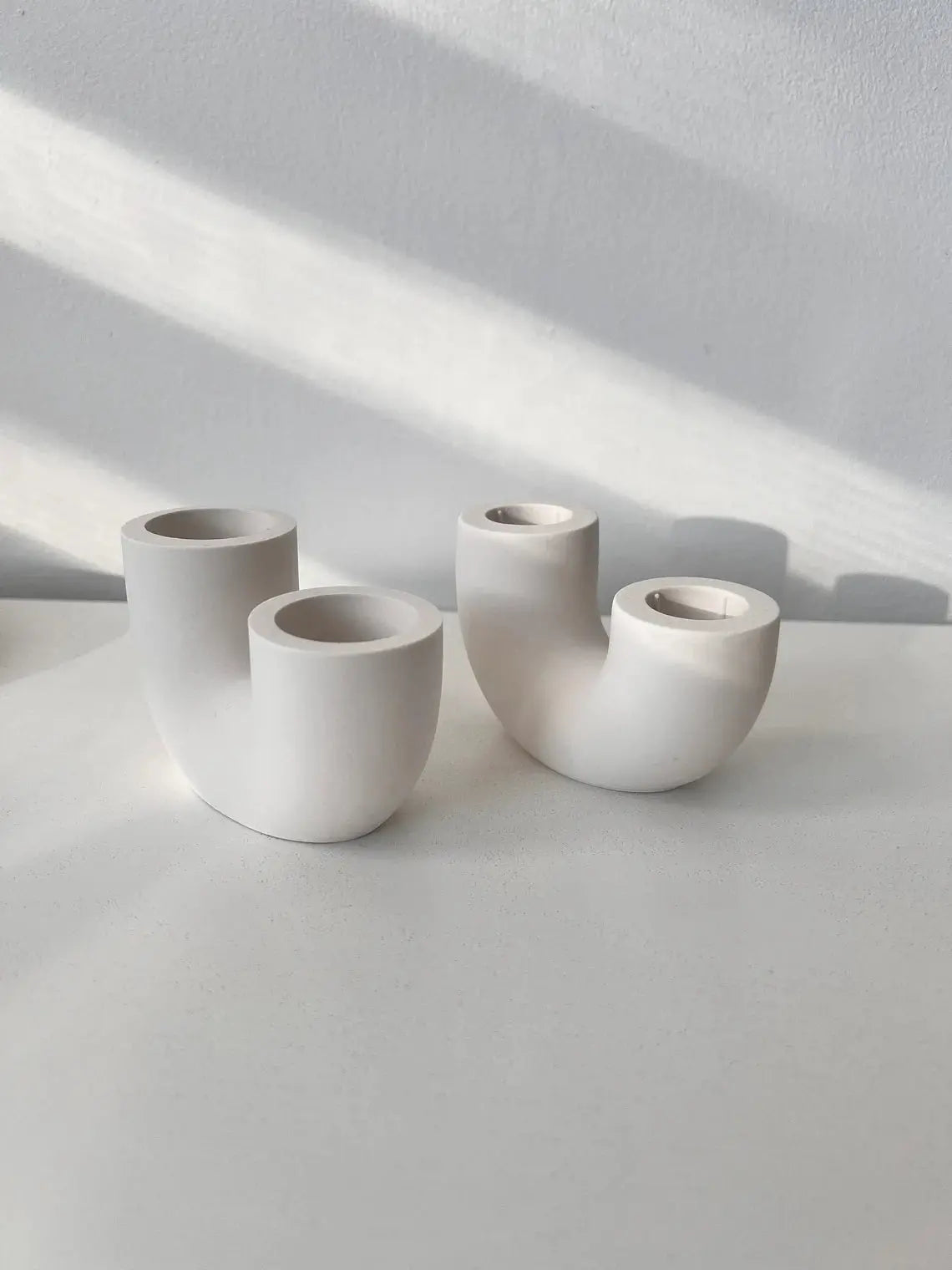Bougeoir duo en jesmonite, artisanal, fait main