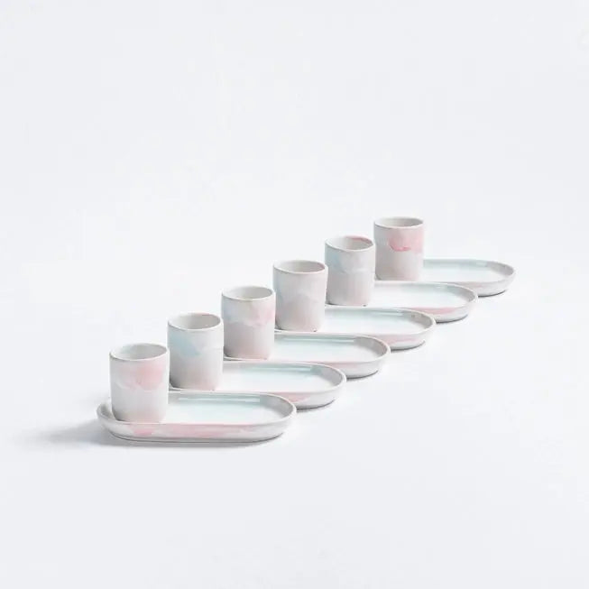 Coffret Tasses expresso & plateaux Egg Back Home