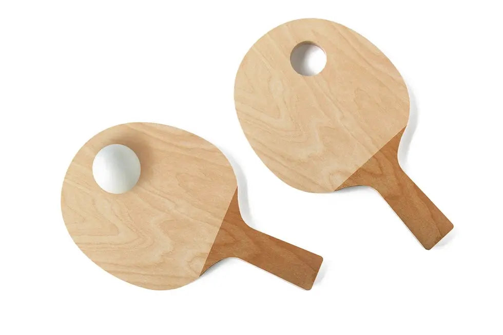 Coquetier en bois, raquette de Ping Pong