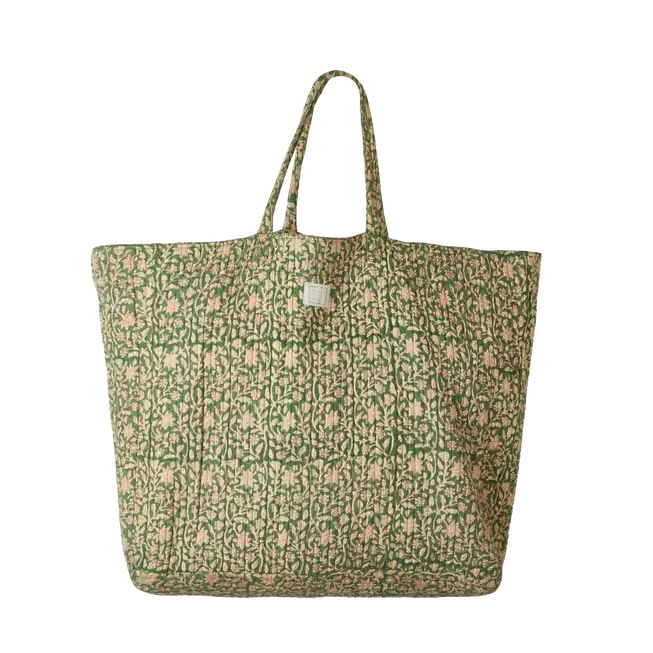 Grand sac shopper matelassé imprimé fleuri pour week end et voyage