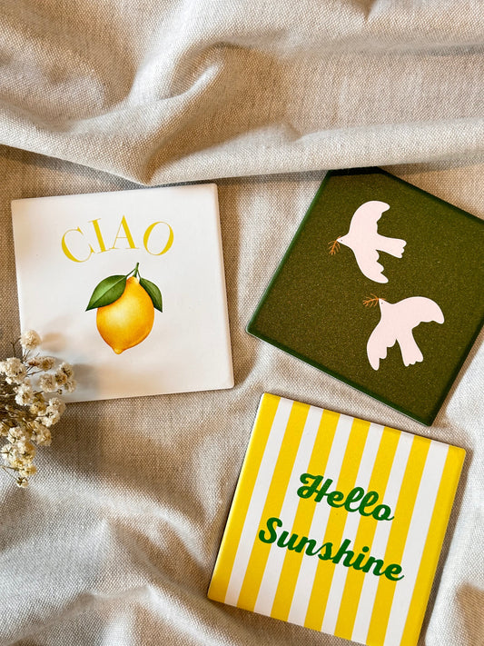 Dessous de Verre en céramique - Sous-bocks – Déco Murale – Idée Cadeau L'Artelier Déco Dessous de verre L'Artelier Déco