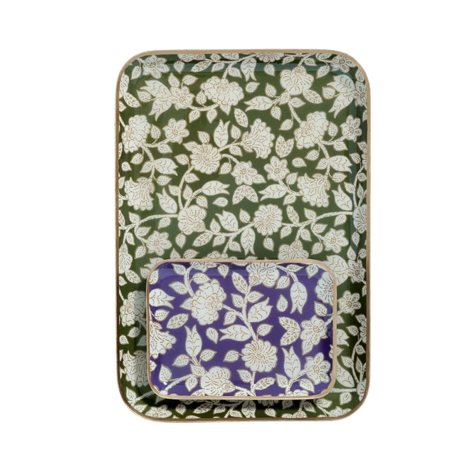Vide-poche fleuri artisanal en métal émaillé style bohème