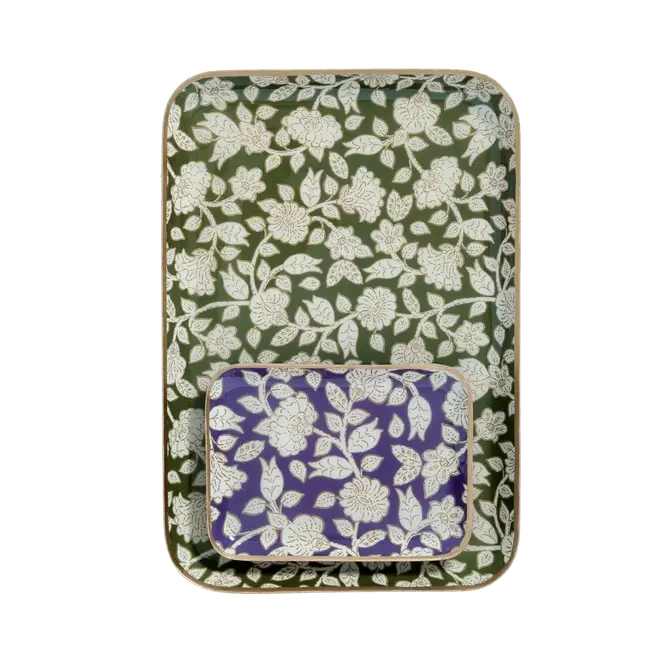 Vide-poche fleuri artisanal en métal émaillé style bohème