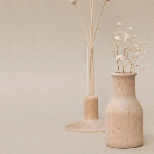 Soliflore fiole en bois de hêtre naturel pour fleurs fraîches ou séchées