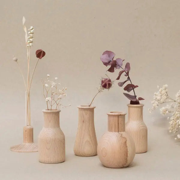 Soliflore fiole en bois de hêtre naturel pour fleurs fraîches ou séchées