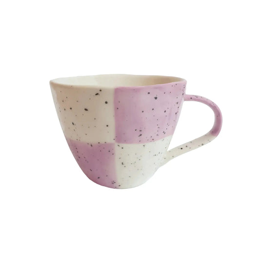 Mug rose et blanc , tasse à café, thé, chocolat chaud