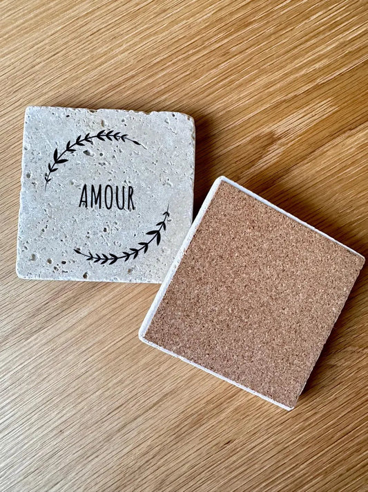 Dessous de verre - Décoration murale en travertin - Personnalisable - Cadeau original mariage, baptême, anniversaire, EVJF L'Artelier Déco L'Artelier Déco