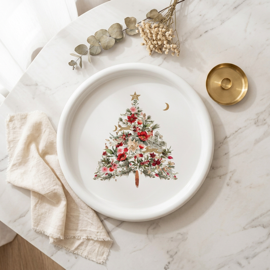 Plateau décoratif en métal Noël fleuri | L'Artelier Déco