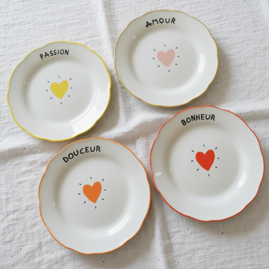 4 assiettes nappe gaze coton épurée