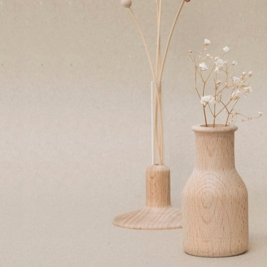 Soliflore fiole en bois de hêtre naturel pour fleurs fraîches ou séchées