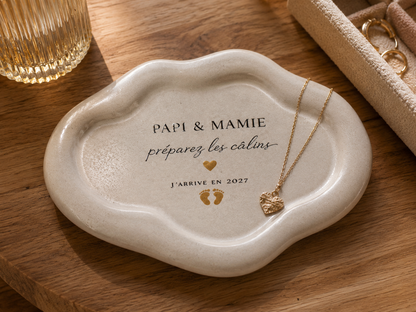 Annonce Grossesse Naissance – Vide-poche personnalisé - Assiette Décorative en céramique | L'Artelier Déco