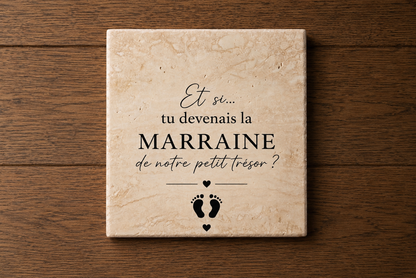Cadeau Annonce Naissance en Travertin| Fait main | L'Artelier Déco