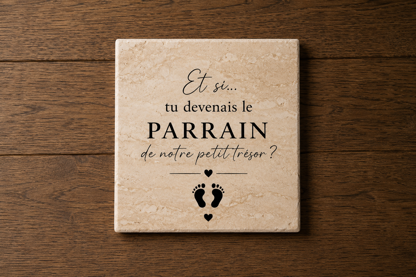 Cadeau Annonce Naissance en Travertin| Fait main | L'Artelier Déco