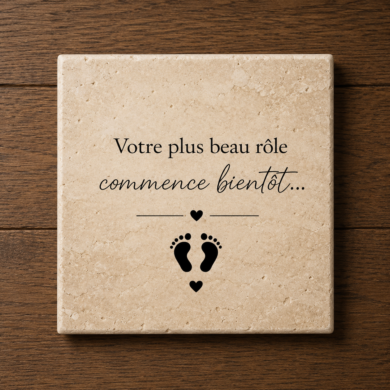 Cadeau Annonce Naissance en Travertin| Fait main | L'Artelier Déco