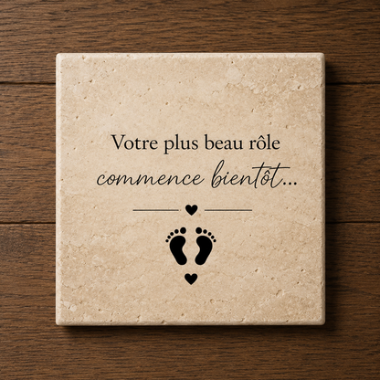 Cadeau Annonce Naissance en Travertin| Fait main | L'Artelier Déco