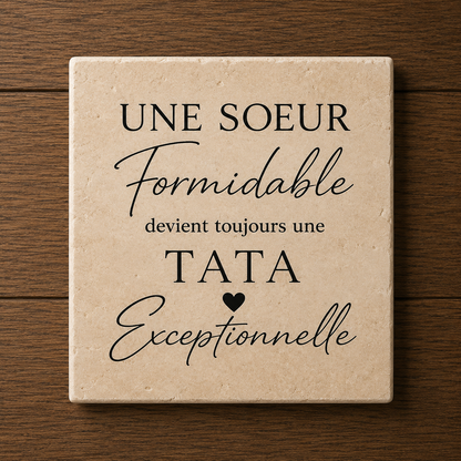 Cadeau Annonce Naissance en Travertin| Fait main | L'Artelier Déco