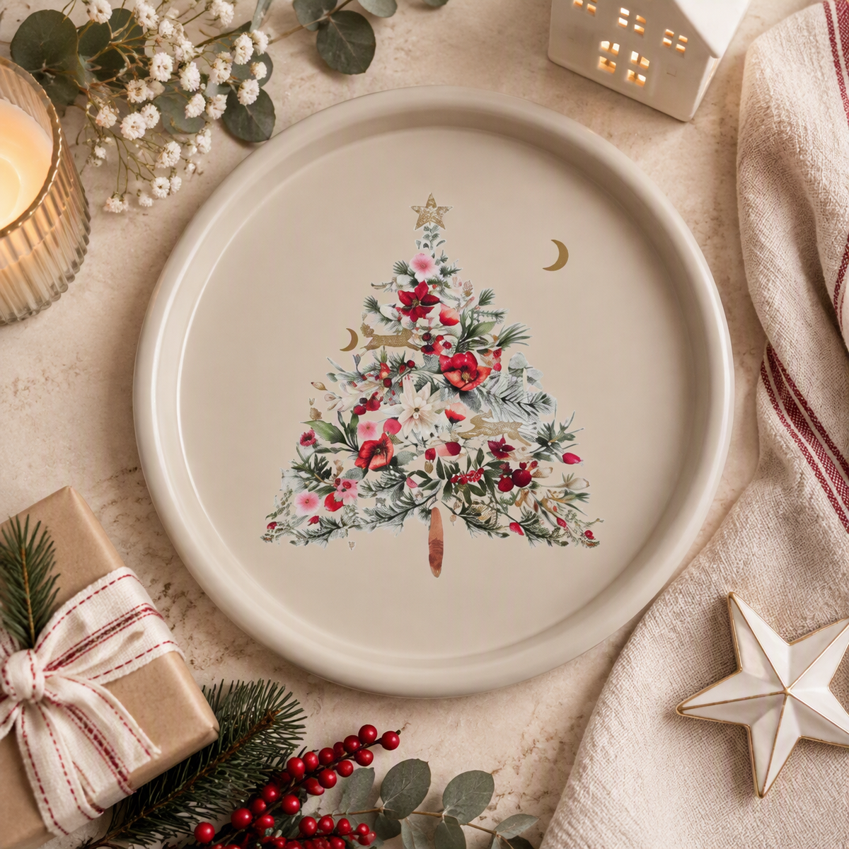 Plateau décoratif de Noël en métal  | L'Artelier Déco