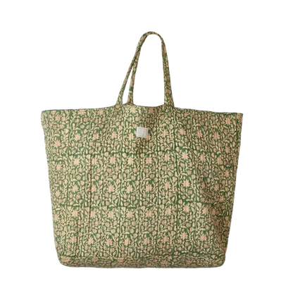Grand sac shopper matelassé imprimé fleuri pour week end et voyage 