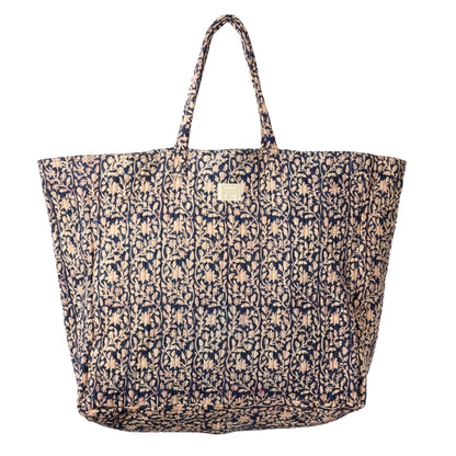 Grand sac shopper matelassé imprimé fleuri bohème chic pour week end et voyage 