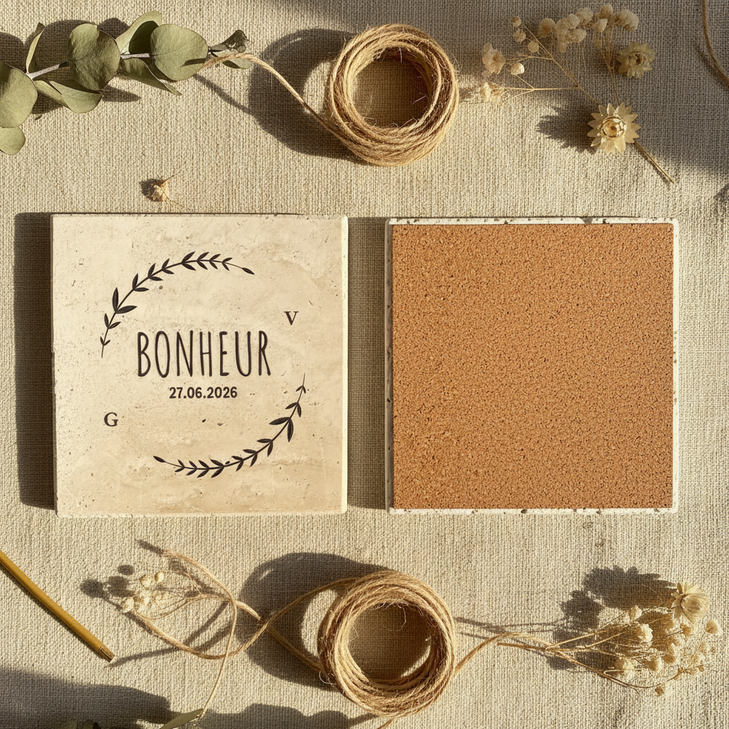 Dessous de verre personnalisé en pierre naturelle - Collection exclusive L’Artelier Déco