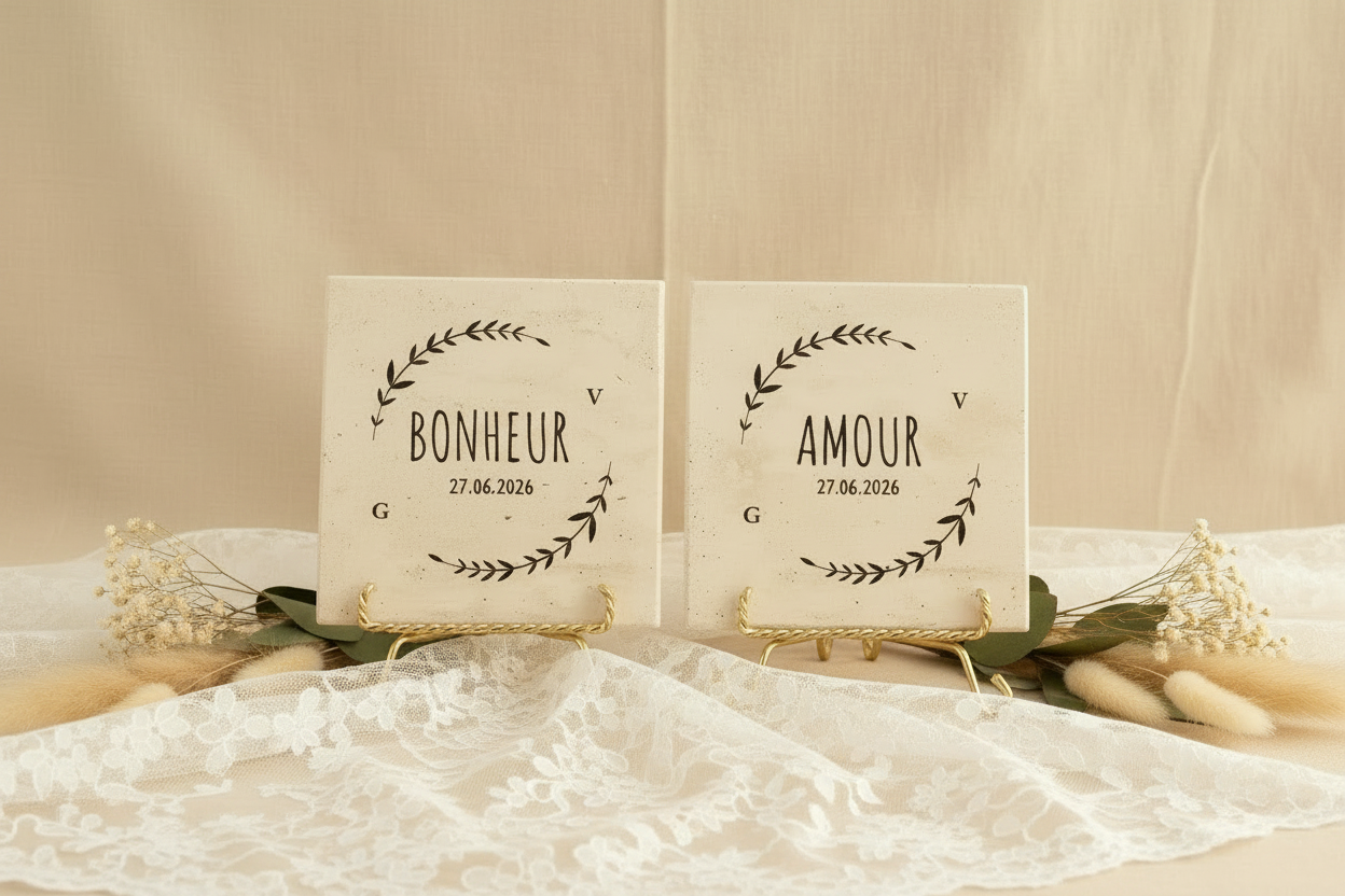 Dessous de verre personnalisé en pierre naturelle - Collection exclusive L’Artelier Déco