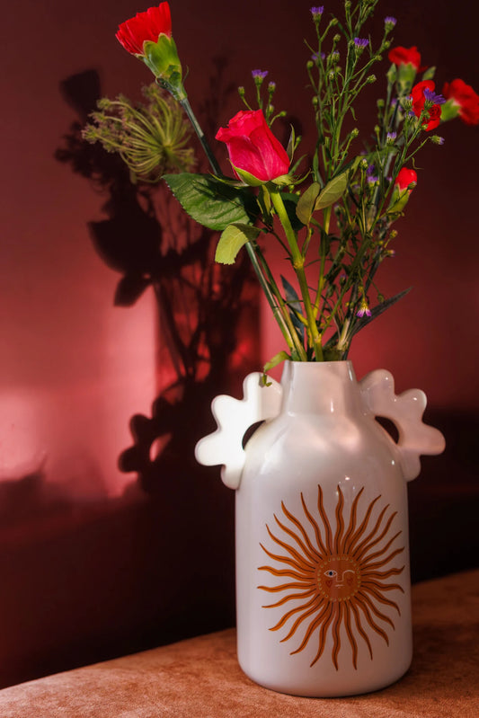 Vase céramique soleil pour fleurs fraiches ou fleurs séchées