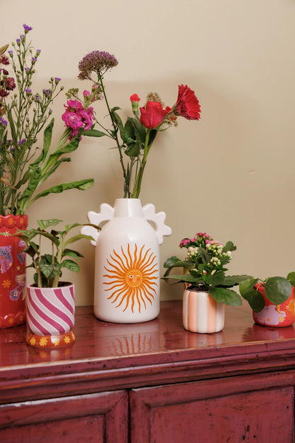 Vase céramique soleil pour fleurs fraiches ou fleurs séchées