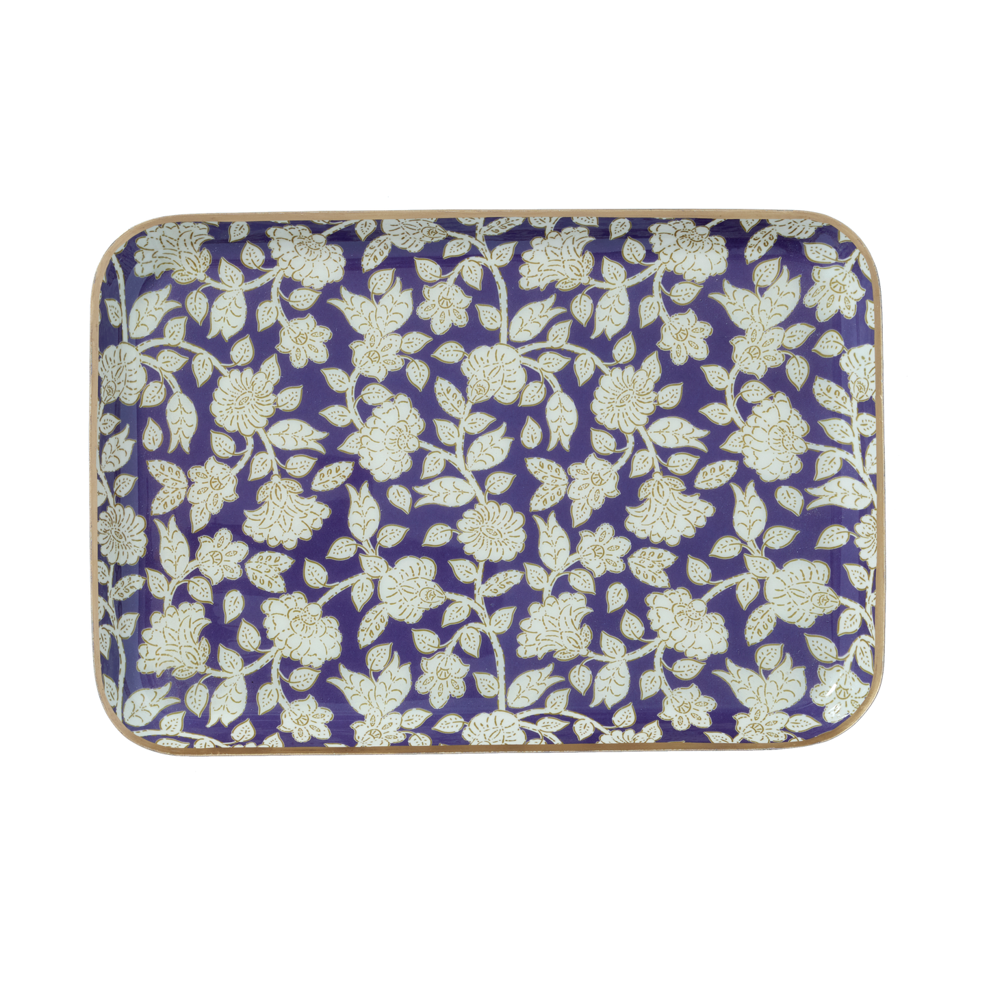 Plateau Apérol bohème chic à fleurs en métal émaillé