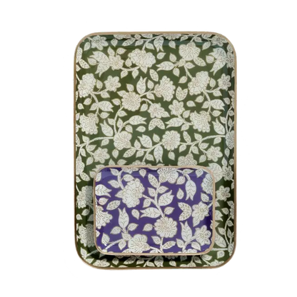 Vide-poche fleuri artisanal en métal émaillé style bohème 