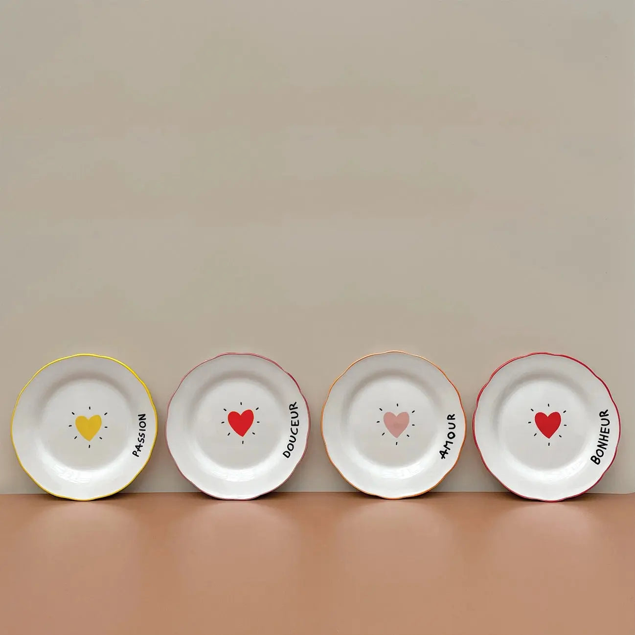 Set de 4 assiettes dessert amour coeur - Opjet Paris L'Artelier Déco   L'Artelier Déco