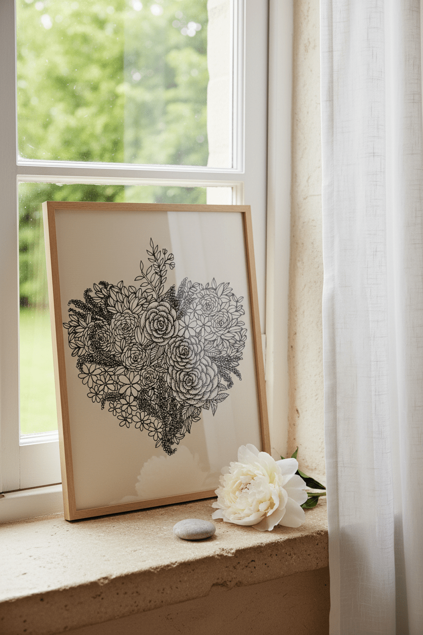 Affiche décorative Coeur floral - Le Cerisier Blanc - Affiche | L'Artelier Déco