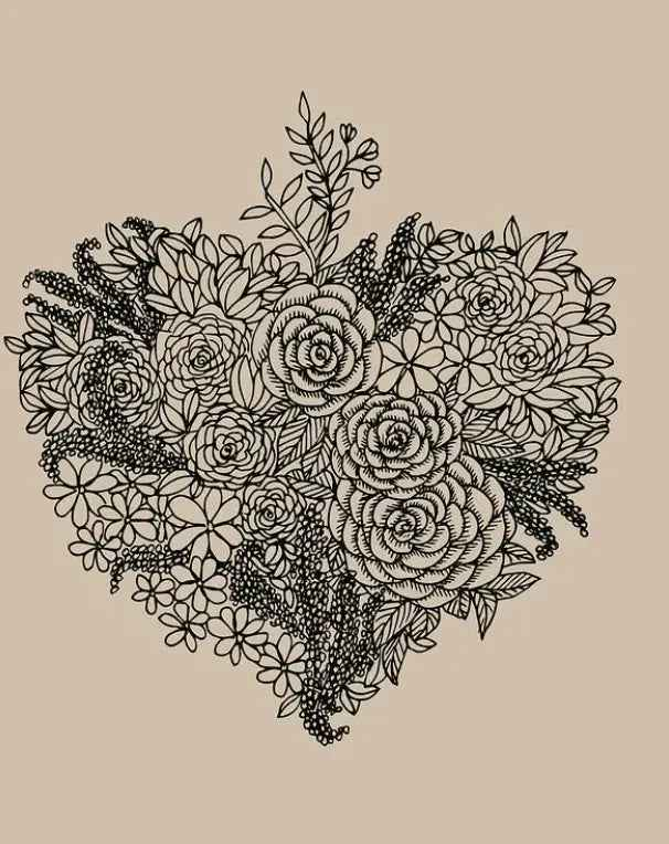 Affiche décorative Coeur floral - Le Cerisier Blanc