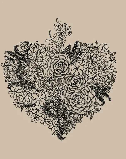Affiche décorative Coeur floral - Le Cerisier Blanc