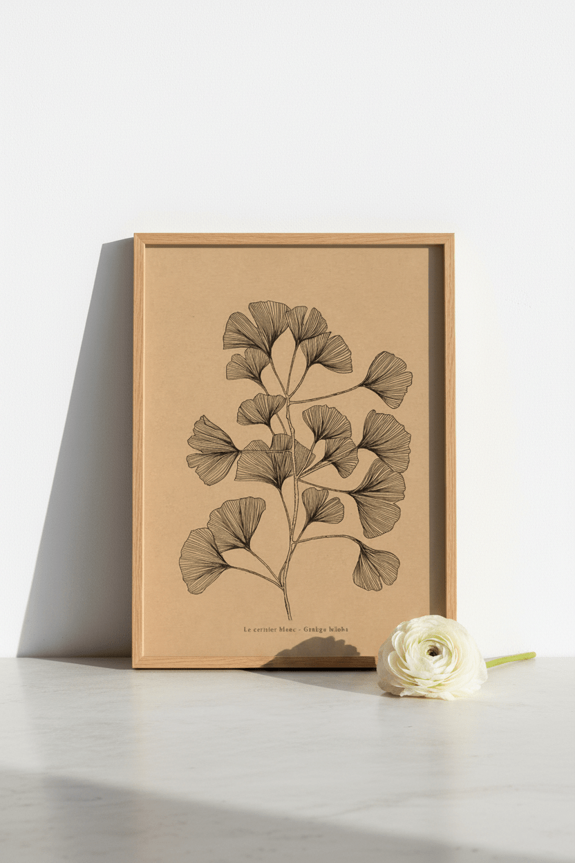 Affiche murale kraft Ginkgo biloba - Le Cerisier Blanc - Affiche | L'Artelier Déco