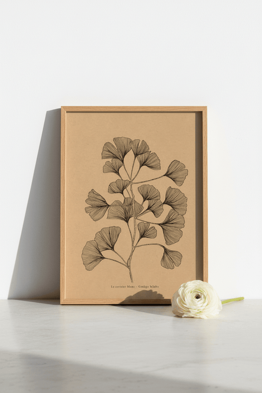 Affiche murale kraft Ginkgo biloba - Le Cerisier Blanc - Affiche | L'Artelier Déco