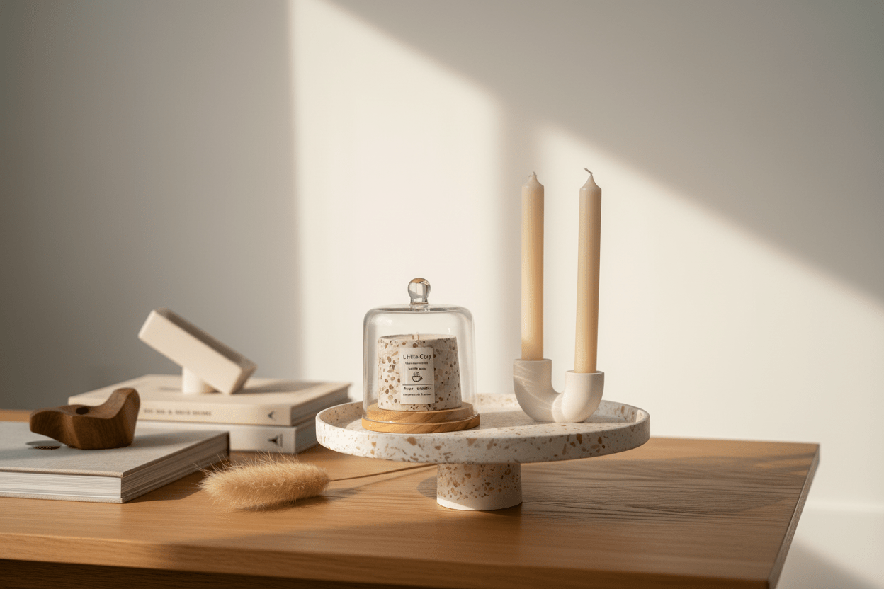 Bougeoir duo en jesmonite - Bougeoirs | L'Artelier Déco