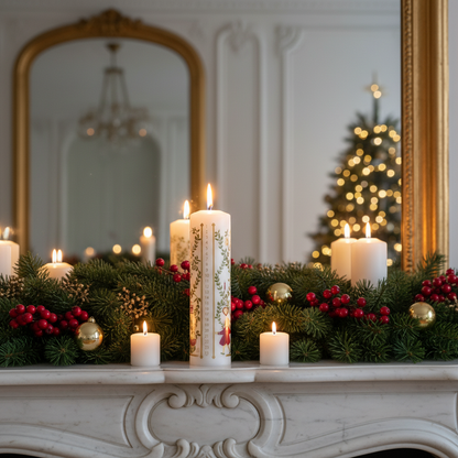 Bougie Pilier de l'Avent – Danse de Noël - Compte à Rebours 25 x 5 cm