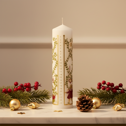 Bougie Pilier de l'Avent – Danse de Noël - Compte à Rebours 25 x 5 cm
