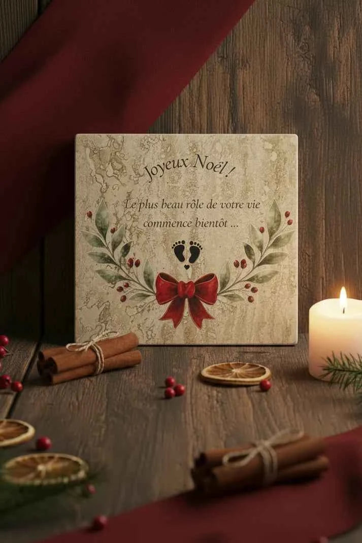 Cadeau Annonce Naissance en Travertin| Fait main | L'Artelier Déco