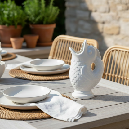 Carafe poisson blanc - table extérieure