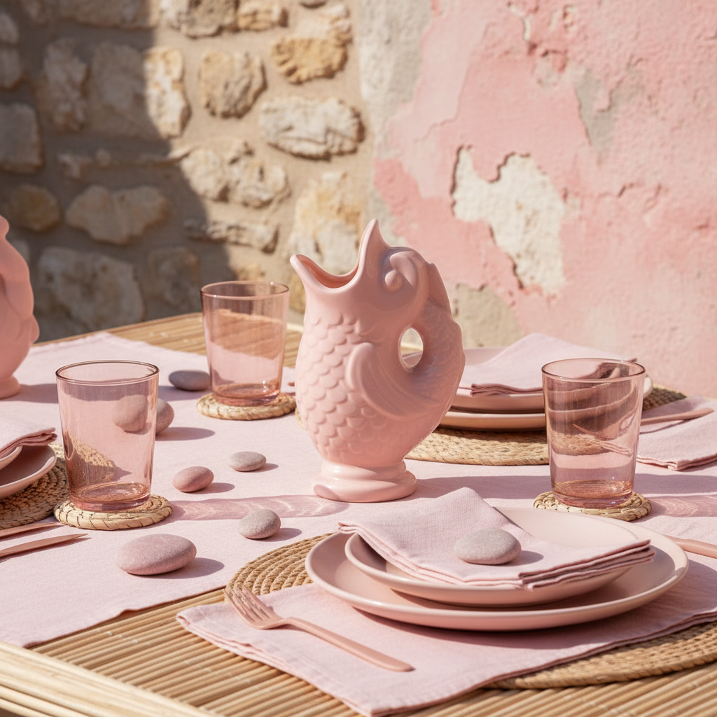 Carafe poisson rose - table estivale