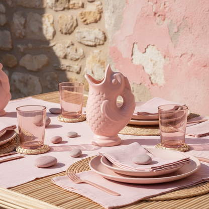 Carafe poisson rose - table estivale