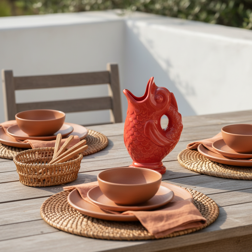 Carafe poisson terracotta - table estivale