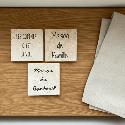 Dessous de verre personnalisé en pierre naturelle - Collection exclusive L’Artelier Déco - Dessous de verre | L'Artelier Déco