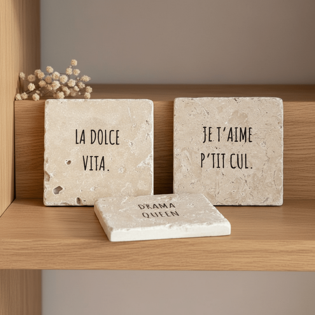 Dessous de verre personnalisé en pierre naturelle - Collection exclusive L’Artelier Déco - Dessous de verre | L'Artelier Déco