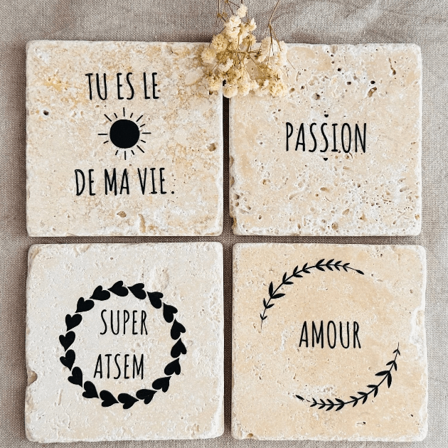 Dessous de verre personnalisé en pierre naturelle - Collection exclusive L’Artelier Déco - Dessous de verre | L'Artelier Déco