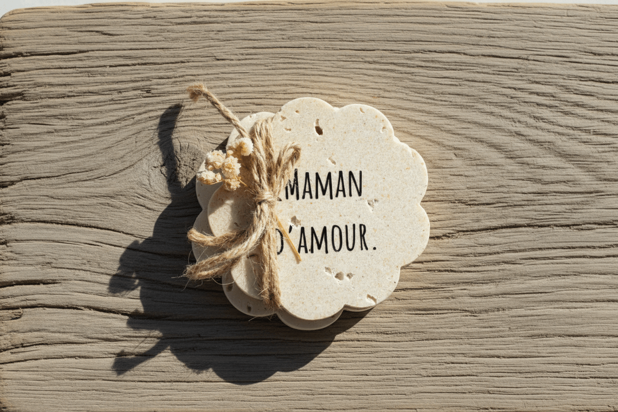 Dessous de verre personnalisé pierre naturelle – Cadeau fête des mères, mariage, baptême - | L'Artelier Déco