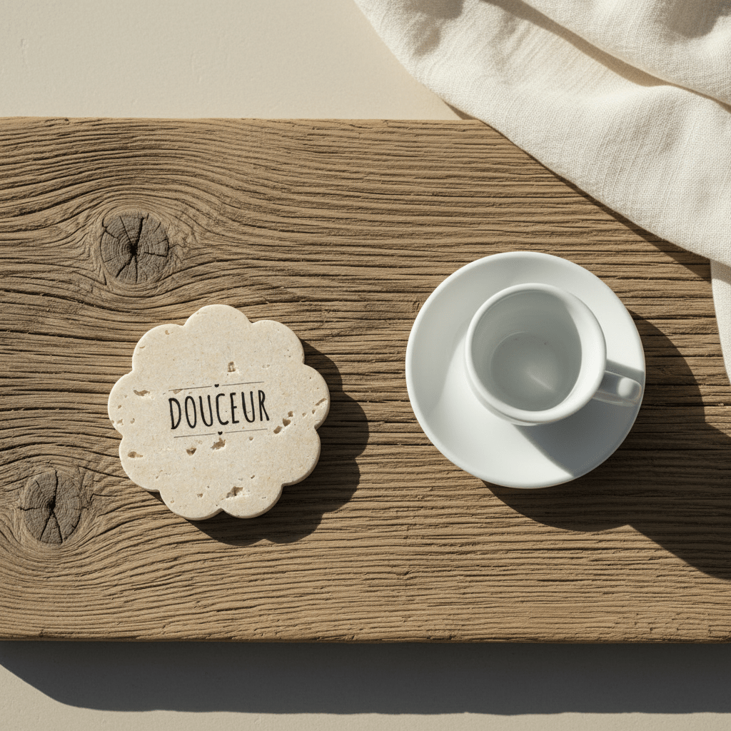 Dessous de verre personnalisé pierre naturelle – Cadeau fête des mères, mariage, baptême - | L'Artelier Déco